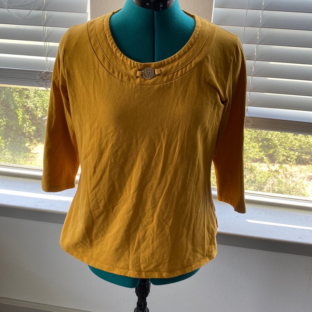 Anne Klein gold midi sleeve top